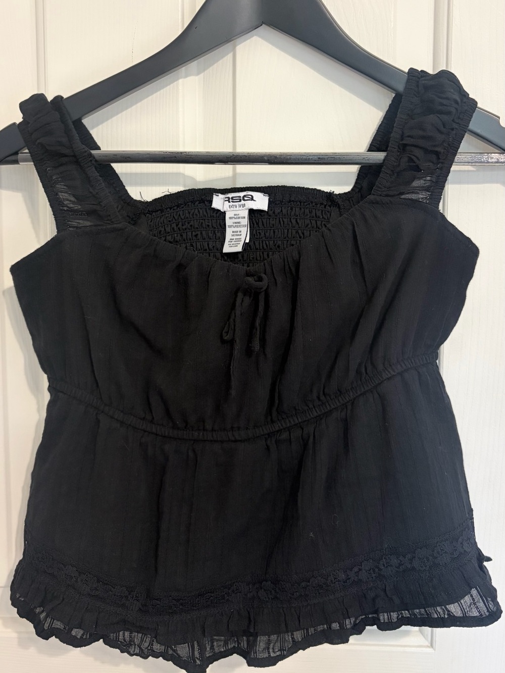 Black Smocked Strap Top (cXL)